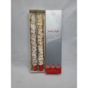 2 Vintage Jewels of Light Glitter Taper Candle  Holiday Ceremony Candle Lite Red